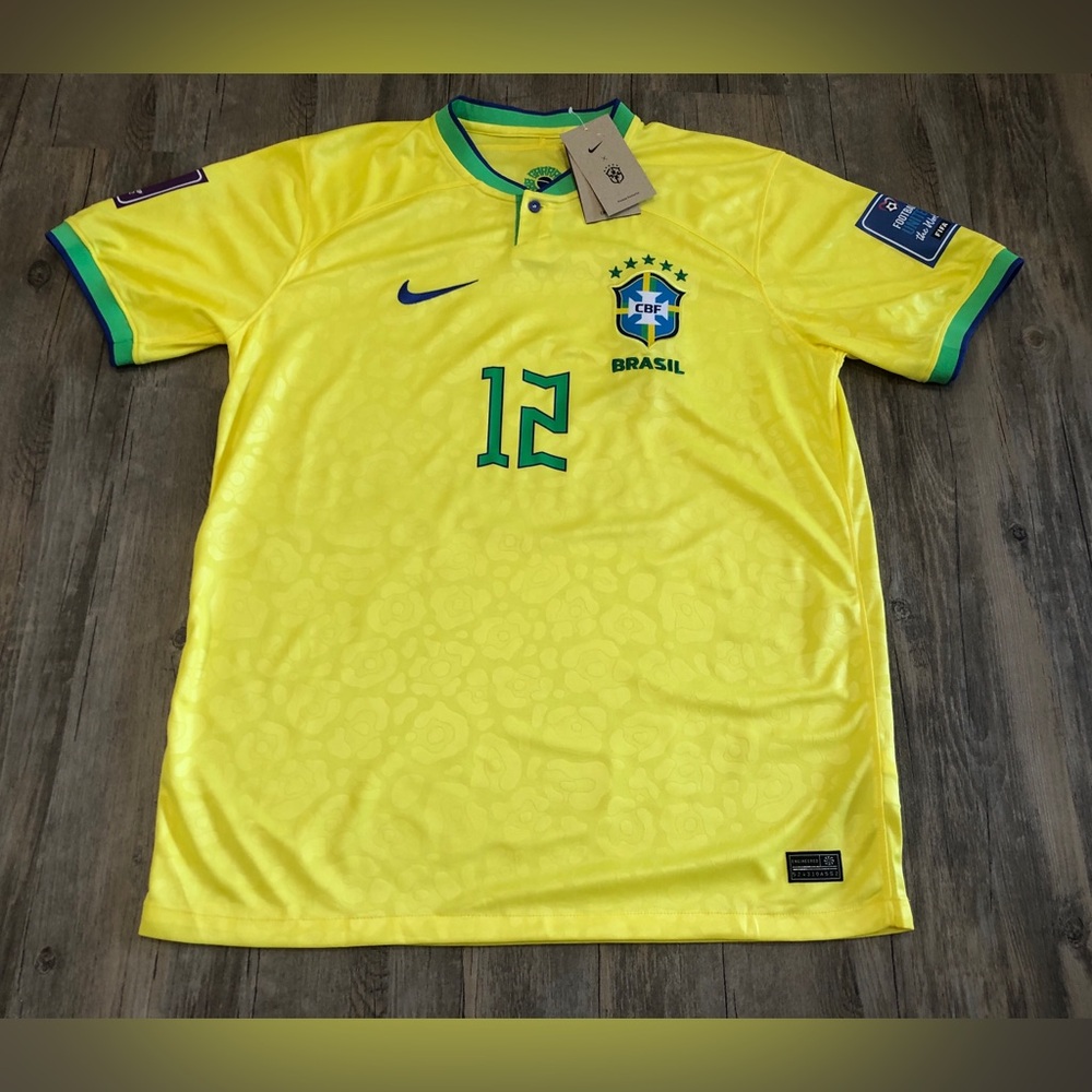 Nike Brazil 2022 World Cup Home Jersey #12 Authentic NWT Men's XL Dri-FIT Auth